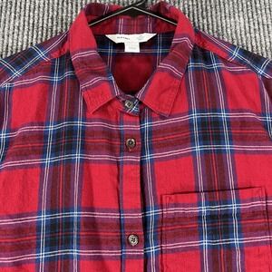 Old Navy Shirt Womens XL Extra Large Red Plaid Long Sleeve Button Classic Shirt